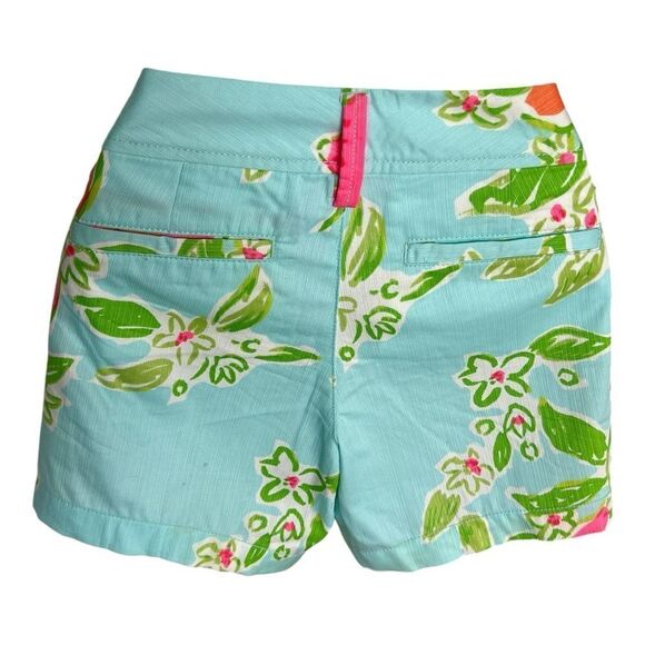 LILLY PULITZER Callahan Shorts Pool Blue Pink Lemonade Size 0. - Picture 4 of 7